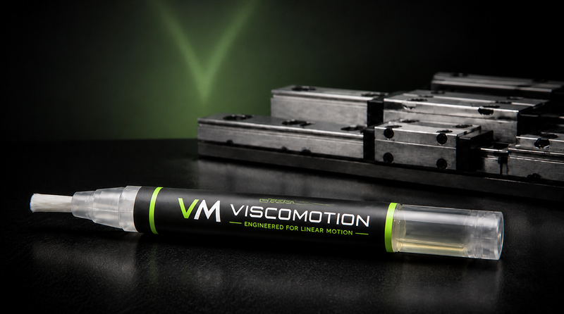ViscoMotion lubricant pen on precision motion hardware